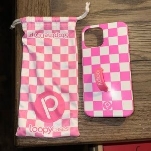 Pink checkered iPhone 12 loopy case